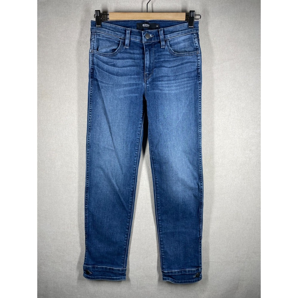 Hudson Jeans Womens 26 Blue Nico Cigarette Button Cuff Cropped
